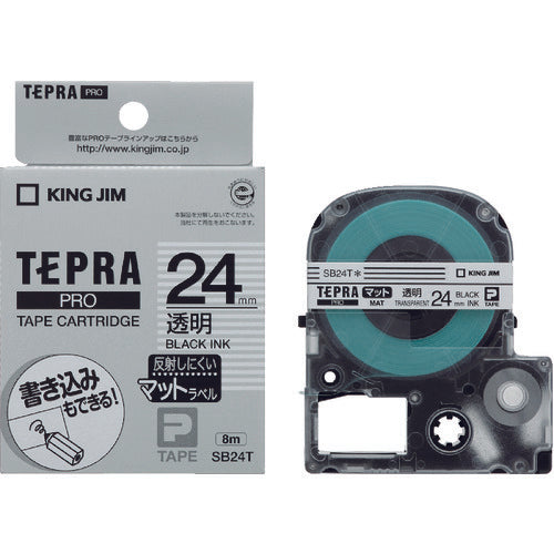 KING JIM [Genuine] "Tepra" PRO Tape 24mm Matte Label Transparent/Black Text Length 8m SB24T 1 pc