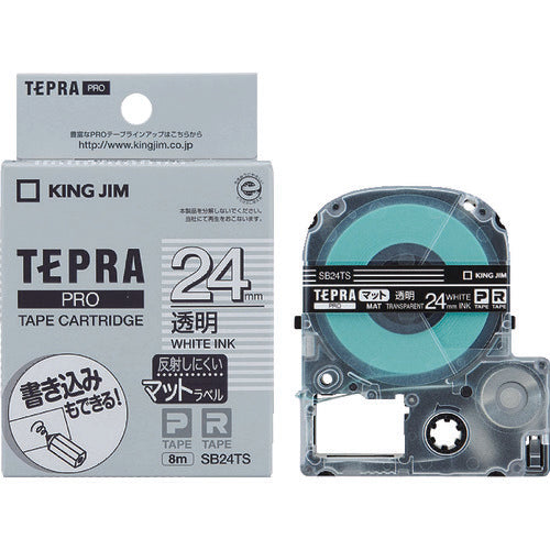 ＫＩＮＧ　ＪＩＭ　【純正】「テプラ」ＰＲＯテープ　２４ｍｍ　マットラベル透明／白文字　長さ８ｍ　SB24TS　1 個