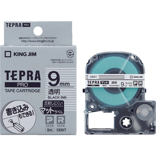 KING JIM [Genuine] "Tepra" PRO Tape 9mm Matte Label Transparent/Black Text Length 8m SB9T 1 pc