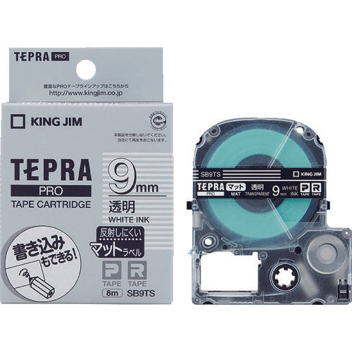 KING JIM [Genuine] "Tepra" PRO Tape 9mm Matte Label Transparent/White Letters Length 8m SB9TS 1 pc