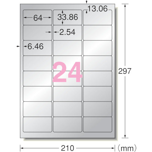 ３Ｍ　エーワン［［ＴＭ上］］　屋外用サインラベル（レーザー）ツヤ消しシルバー　２４面　（５枚）　31058　1 PK