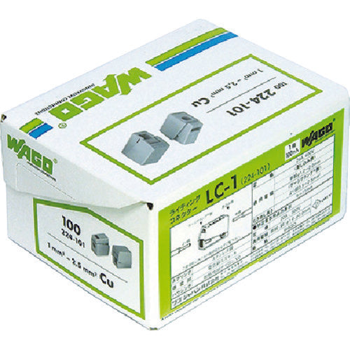 WAGO LC-1 Lighting Connector, Gray, 100 pcs LC-1, 1 box