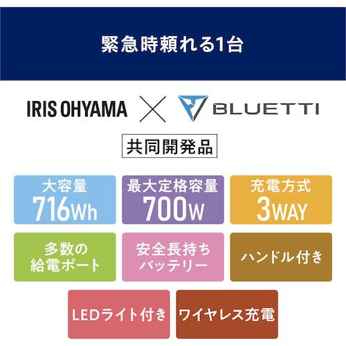 ＩＲＩＳ　１０３４７９　ポータブル電源　２０４８Ｗｈ　ホワイト　PS2000AA-W　1 台