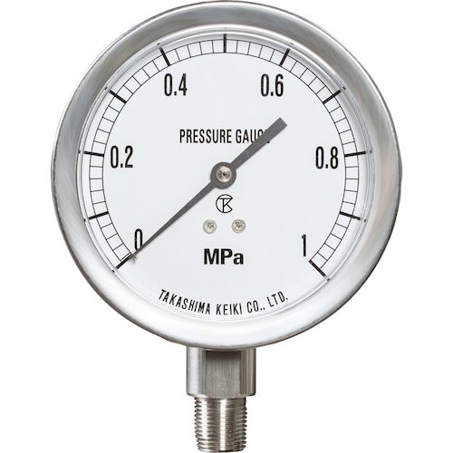 高島　ステンレス圧力計（Ａ枠立型・φ６０）圧力レンジ０．０〜０．１ＭＰａ　Ｒ１／４【１４６００１０】　1460010　1 個