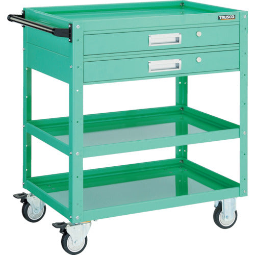 TRUSCO Tool Wagon Eagle Wagon 600 x 400 x H880 with 2 drawers, urethane wheels, Young Green EGW-963V2U-YG 1 unit