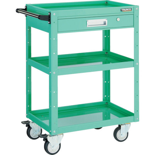 TRUSCO Tool Wagon Eagle Wagon 600 x 400 x H740 with drawer, 4 urethane wheels, Young Green EGW-763VUJ-YG 1 unit