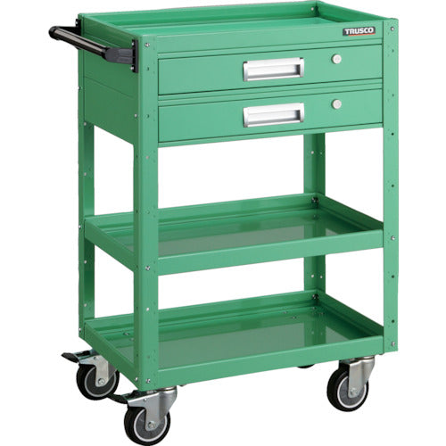 TRUSCO Tool Wagon Eagle Wagon 600 x 400 with 2 drawers, 4 urethane wheels, Young Green EGW-963V2UJ-YG 1 unit
