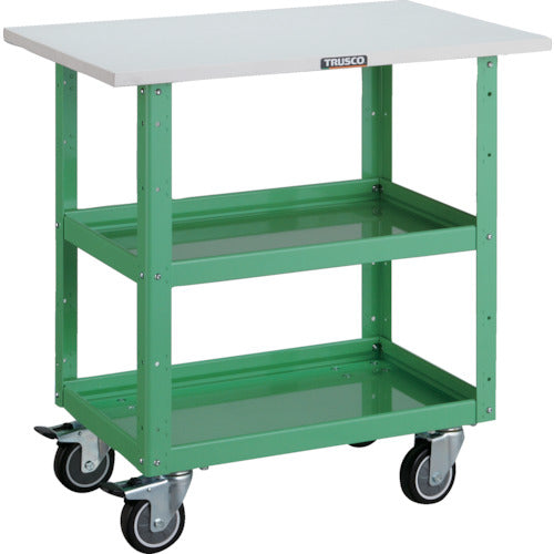 TRUSCO Tool Wagon Eagle Wagon 600X400 with tabletop Urethane 4 free-wheeling Young Green EGW-762TUJ-YG 1 unit