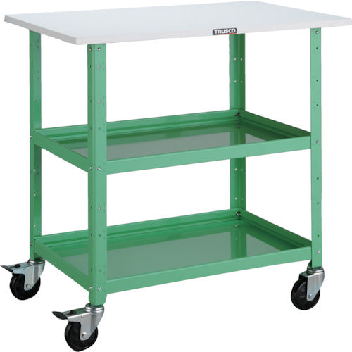 TRUSCO Tool Wagon Eagle Wagon 600 x 400 x H750 with tabletop, 4 free-wheeling, Young Green EGW-762TJ-YG 1 unit