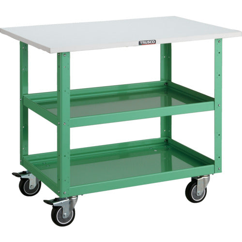 TRUSCO Tool Wagon Eagle Wagon 750 x 500 x H750 with tabletop, 4 free-wheeling, Young Green EGW-772TJ-YG 1 unit