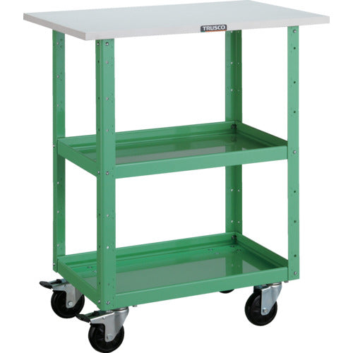 TRUSCO Tool Wagon Eagle Wagon 600 x 400 x H900 with tabletop, 4 free-wheeling, Young Green EGW-962TJ-YG 1 unit