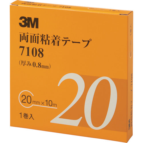 ３Ｍ　両面粘着テープ　７１０８　２０ｍｍＸ１０ｍ　厚さ０．８ｍｍ　灰色　１巻入り　7108 20 AAD　1 巻