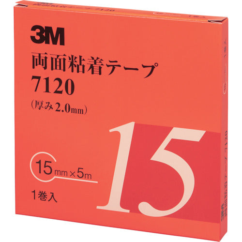 ３Ｍ　両面粘着テープ　７１２０　１５ｍｍＸ５ｍ　厚さ２．０ｍｍ　灰色　１巻入り　7120 15 AAD　1 巻