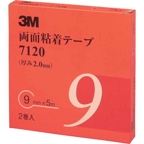 ３Ｍ　両面粘着テープ　７１２０　９ｍｍＸ５ｍ　厚さ２．０ｍｍ　灰色　（２巻入）　7120 9 AAD　1 箱