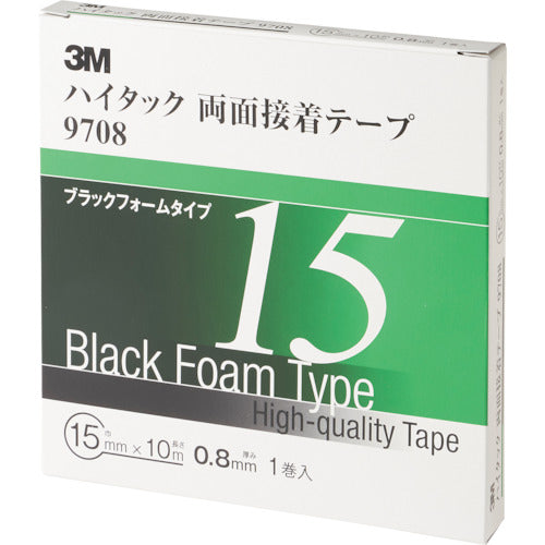 3M High Tack Double-Sided Adhesive Tape 9708 15mm x 10m Black (1 roll = 1 box) 9708 15 AAD 1 roll