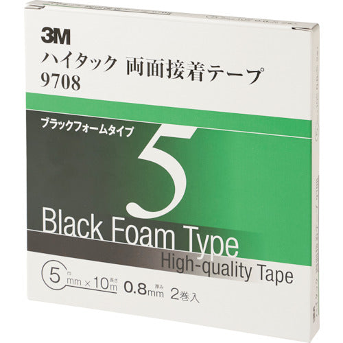 ３Ｍ　ハイタック両面接着テープ　９７０８　５ｍｍＸ１０ｍ　黒　２巻入り　9708 5 AAD　1 箱