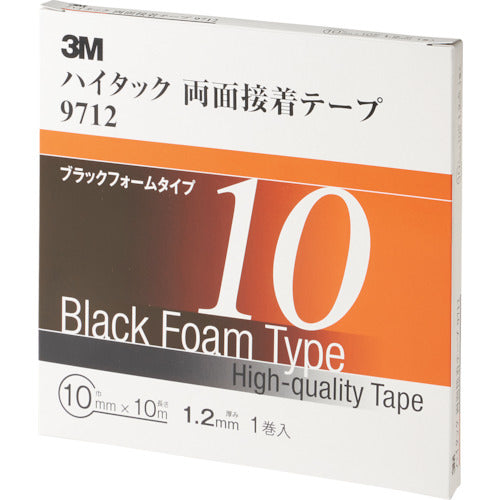 ３Ｍ　ハイタック両面接着テープ　９７１２　１０ｍｍＸ１０ｍ　黒　（１巻＝１箱）　9712 10 AAD　1 巻