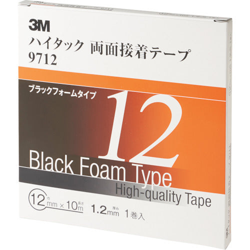 ３Ｍ　ハイタック両面接着テープ　９７１２　１２ｍｍＸ１０ｍ　黒　（１巻＝１箱）　9712 12 AAD　1 巻