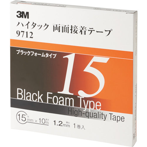 ３Ｍ　ハイタック両面接着テープ　９７１２　１５ｍｍＸ１０ｍ　黒　（１巻＝１箱）　9712 15 AAD　1 巻