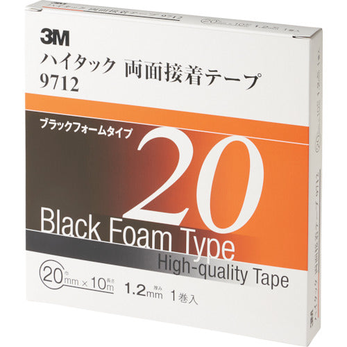 ３Ｍ　ハイタック両面接着テープ　９７１２　２０ｍｍＸ１０ｍ　黒　（１巻＝１箱）　9712 20 AAD　1 巻