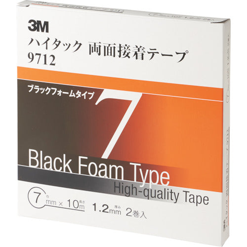 ３Ｍ　ハイタック両面接着テープ　９７１２　７ｍｍＸ１０ｍ　黒　（２巻入）　9712 7 AAD　1 箱