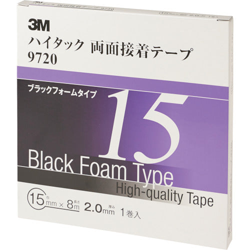 ３Ｍ　ハイタック両面接着テープ　９７２０　１５ｍｍＸ８ｍ　黒　（１巻＝１箱）　9720 15 AAD　1 巻