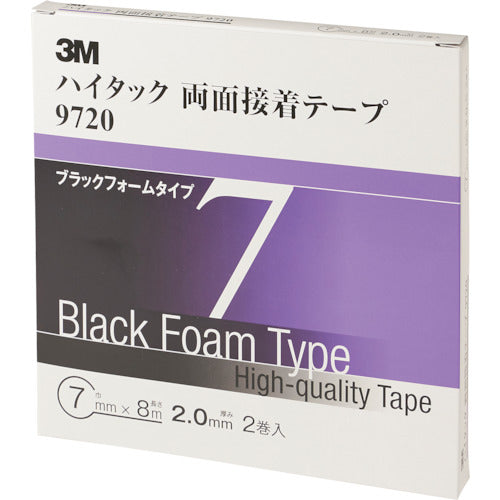 ３Ｍ　ハイタック両面接着テープ　９７２０　７ｍｍＸ８ｍ　黒　（２巻入）　9720 7 AAD　1 箱