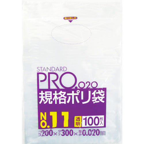 サニパック　ＬＴ１１スタンダードポリ袋１１号（０．０２）透明１００枚　LT11　1 袋
