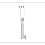 Nakanishi Electroplated Diamond Bur, Grain Size #130, Spherical, Blade Diameter 4.5mm, Blade Length 4.5mm, 11216, 1 Piece