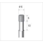 Nakanishi Electroplated Diamond Bur Cylinder #100 Blade Diameter 6 x Shaft Diameter 6 x 55L 13014 1 pc