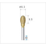 ナカニシ　チタンコート超硬カッター　楕円（ダブルカット）刃径６．３ｍｍ刃長９．５ｍｍ　21235　1 本