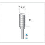 ナカニシ　チタンコート超硬カッター　円筒（シングルカット）　刃径６．３ｍｍ　刃長１２．７ｍｍ　21295　1 本