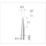 나카니시 티타늄 코트 초경 커터 테이퍼 (싱글 컷) 날 직경 3mm 날 길이 11mm 21318 1 개