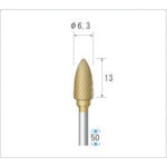 ナカニシ　チタンコート超硬カッター　砲弾（シングルカット）刃径６．３ｍｍ刃長１３ｍｍ　21323　1 本