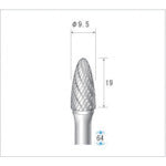 ナカニシ　チタンコート超硬カッター　砲弾（ダブルカット）刃径９．５ｍｍ　刃長１９ｍｍ　21532　1 本