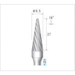 나카니시 티타늄 코트 초경 커터 테이퍼 (더블 컷) 날 직경 9.5mm 날 길이 27mm 21542 1 개