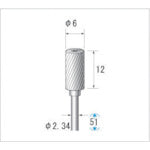 나카니시 초경 커터 원통(싱글 컷·엔드 컷 부착) 날 직경 6mm 날 길이 12mm 23259