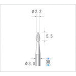 ナカニシ　超硬カッター　雫（ダブルカット）　刃径２．２ｍｍ　刃長５．５ｍｍ　24361　1 本