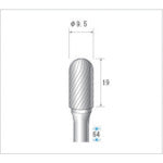 나카니시 초경 커터 원통 끝 원(싱글 컷) 날 직경 9.5mm 날 길이 19mm 26073