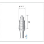 Nakanishi Carbide Cutter Bullet (Single Cut) Blade Diameter 9.5mm Blade Length 19mm 26092 1 piece