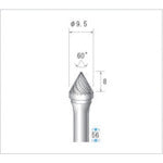 ナカニシ　超硬カッター　テーパー（ダブルカット）　刃径９．５ｍｍ　刃長８ｍｍ　26212　1 本