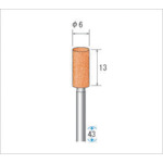 ナカニシ　軸付砥石（１Ｐｋ（袋）＝１０本入）粒度＃６０　レッド　円筒　外径６ｍｍ　42607　1 PK