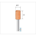 ナカニシ　軸付砥石（１Ｐｋ（袋）＝１０本入）粒度＃６０　レッド　円筒　外径８ｍｍ　42608　1 PK