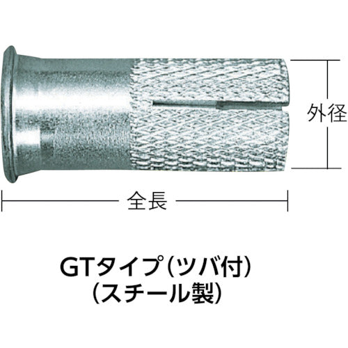 ＴＲＵＳＣＯ　シーティーアンカー　ツバ付　ステンレス　Ｗ３／８Ｘ３０　５本入　（コンクリート用アンカー／内部コーン打込み式）　SGT-3030BT　1 PK