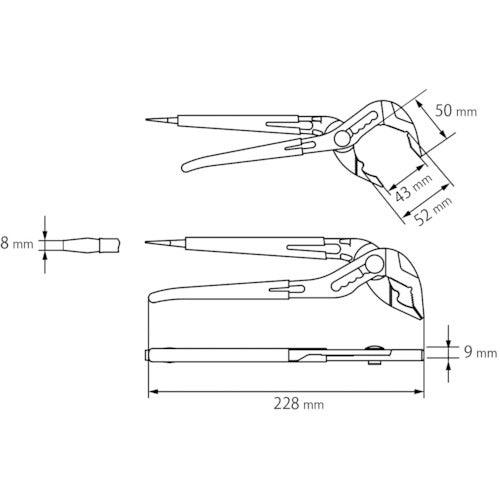 EBI Hybrid Pump Pliers with Driver Handle 225mm UU4150D 1 pc