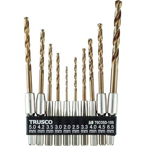 TRUSCO Hexagonal Shank Cobalt Drill Set of 10 T6COSD-10S 1 S