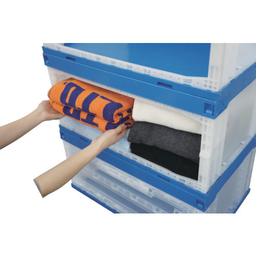 サンコー　折りたたみコンテナー　５５５８７０　オリコンラックＰ７５Ｂ−Ｄ（長側扉なし）ブルー／ホワイト　SKOR-P75B-D-BL/WH　1 個