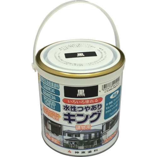 シントー　建物用塗料（水性）　つやありキング　黒　０．７Ｌ　4404-0.7　1 缶