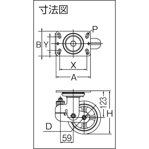 イノアック　【売切廃番】　プレート式緩衝牽引キャスター（ウレタン車）　自在　Φ１５０　バネ付（黄）　KTU-150WJ-YS　1 個