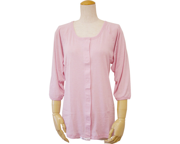 Women's 3/4 sleeve front opening shirt (seams on outside, one-touch tape closure) / 43281 M Heather pink 1 pc